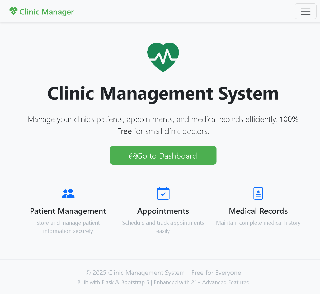 Clinic Management Website - Main product screenshot demonstrating key features and user interface