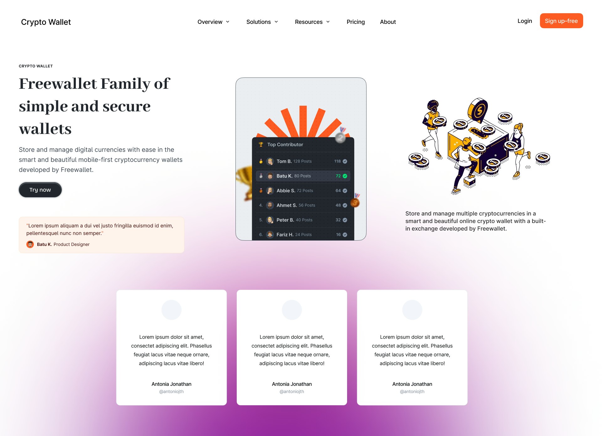 Cryptocurrency Wallet Development  - Main screenshot showing features and interface