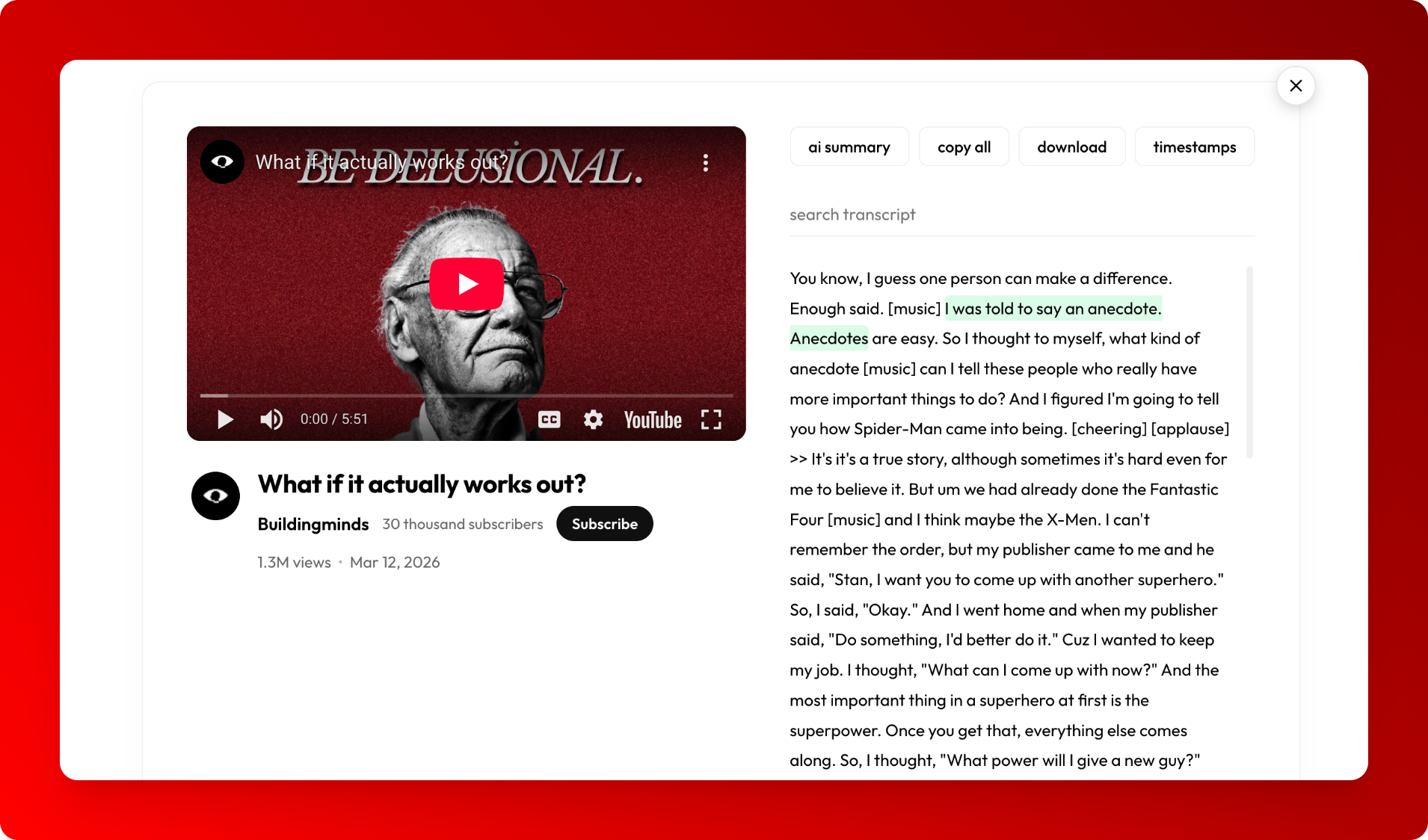 YouTube Transcript Tool gallery image