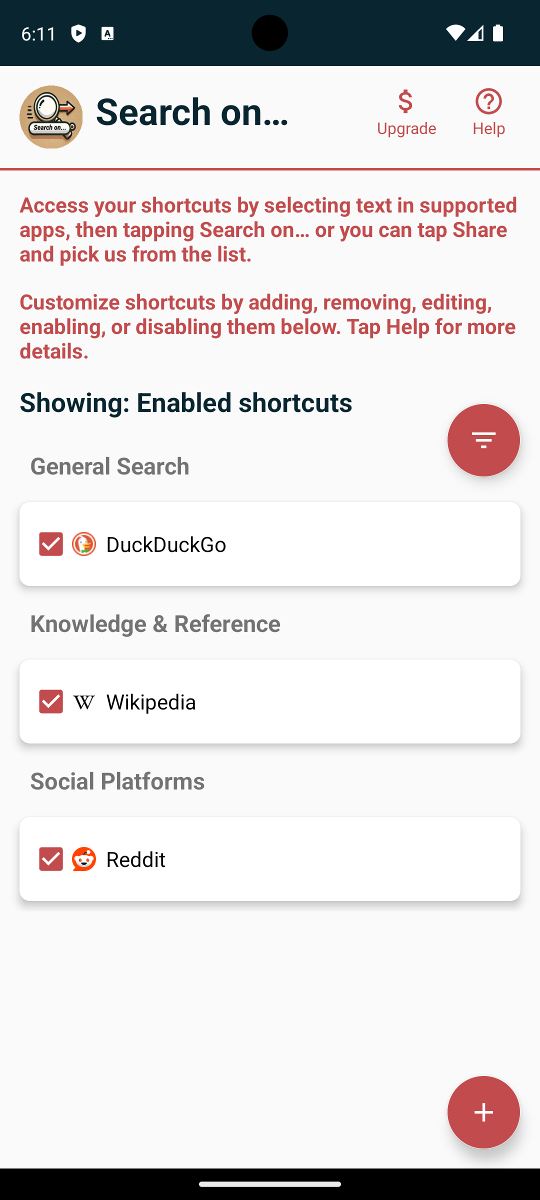 Média Rechercher - Sélectionnez pour rechercher - Application Android pour rechercher le texte sélectionné sur vos sites préférés 5