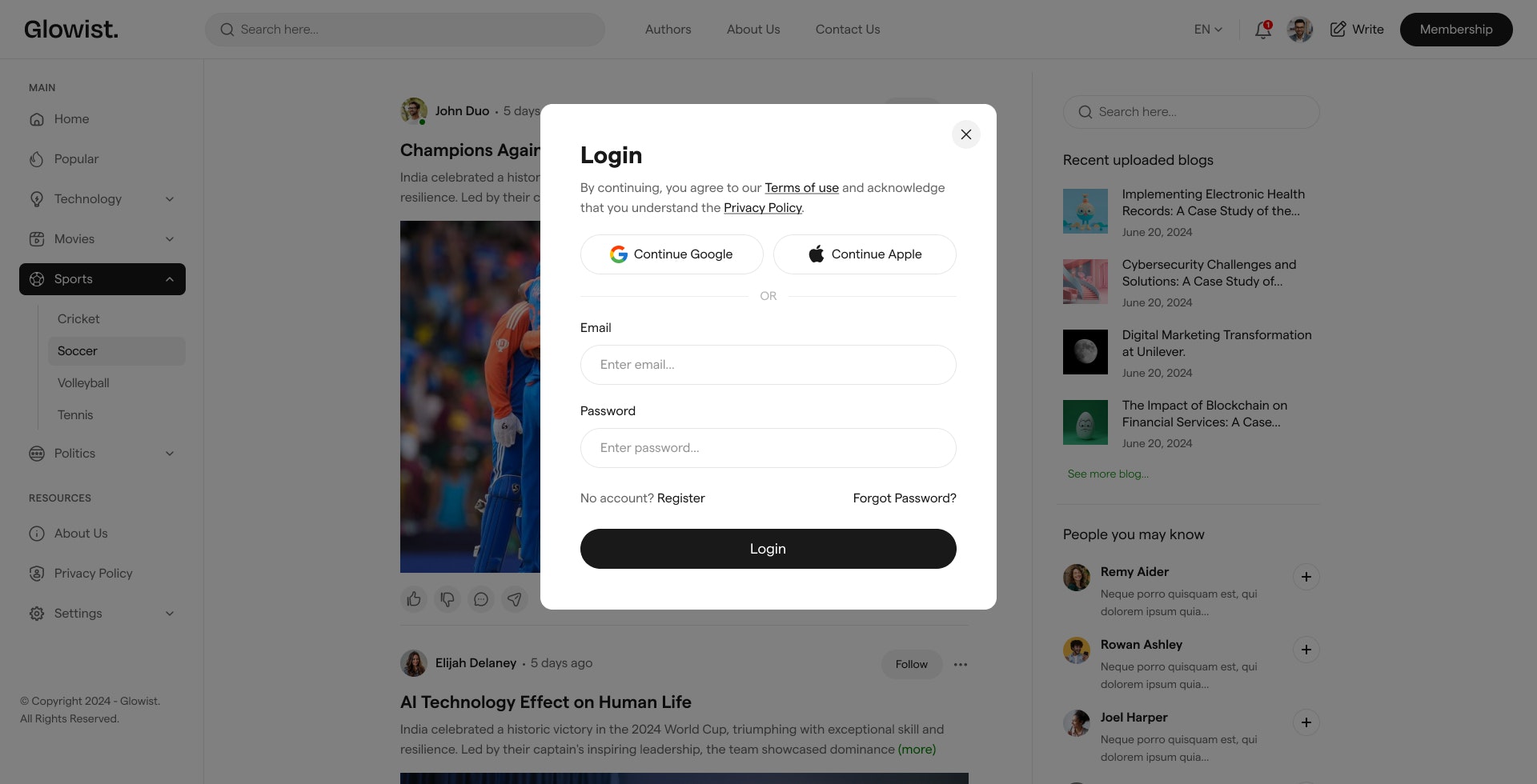 Glowist: Blog เว็บไซต์เทมเพลต Next.js media 19
