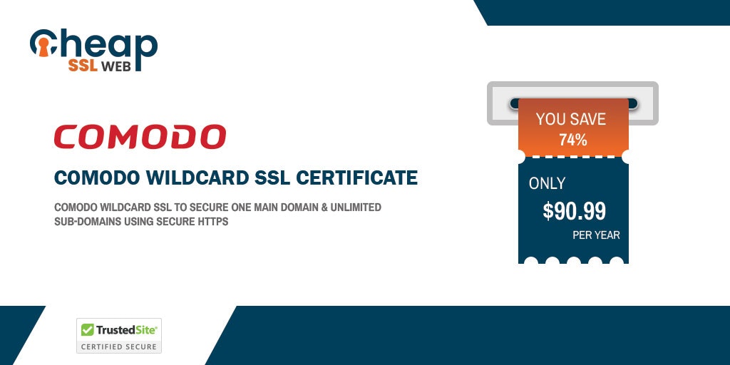 Comodo Wildcard SSL 인증서 - 웹 사이트를 확보하면 모든 하위 도메인과 관련이 있습니다 미디어 1