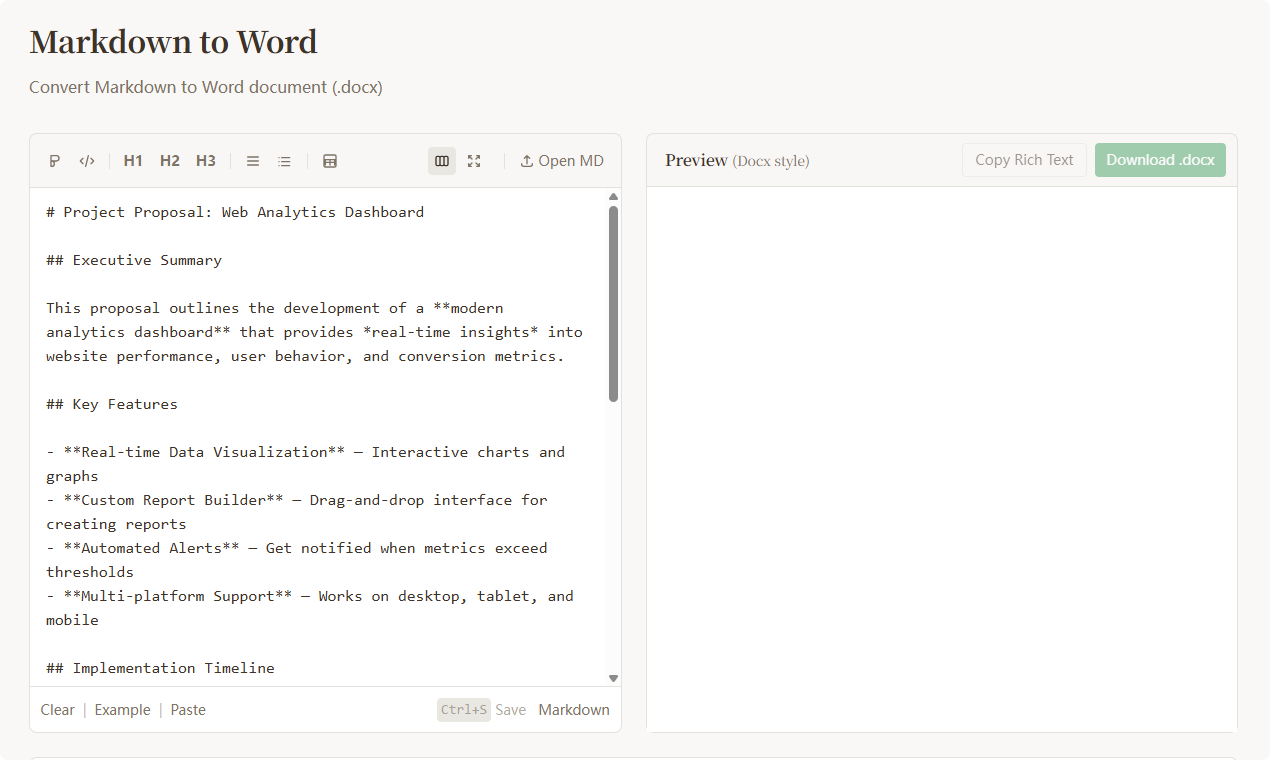 MD To - Markdown Converter - Screenshot 2 showing product features and functionality