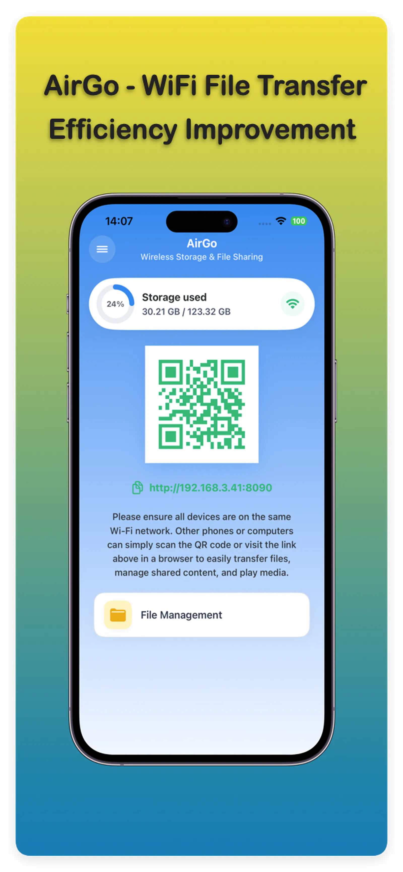 AirGo - WiFi File Transfer screenshot 1