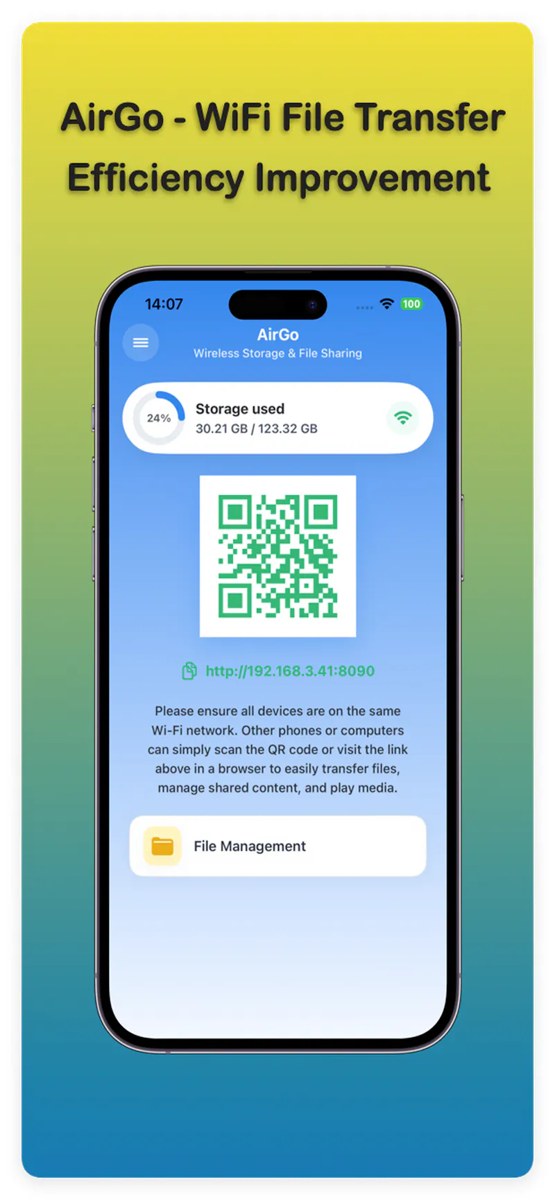 AirGo - WiFi File Transfer screenshot 1