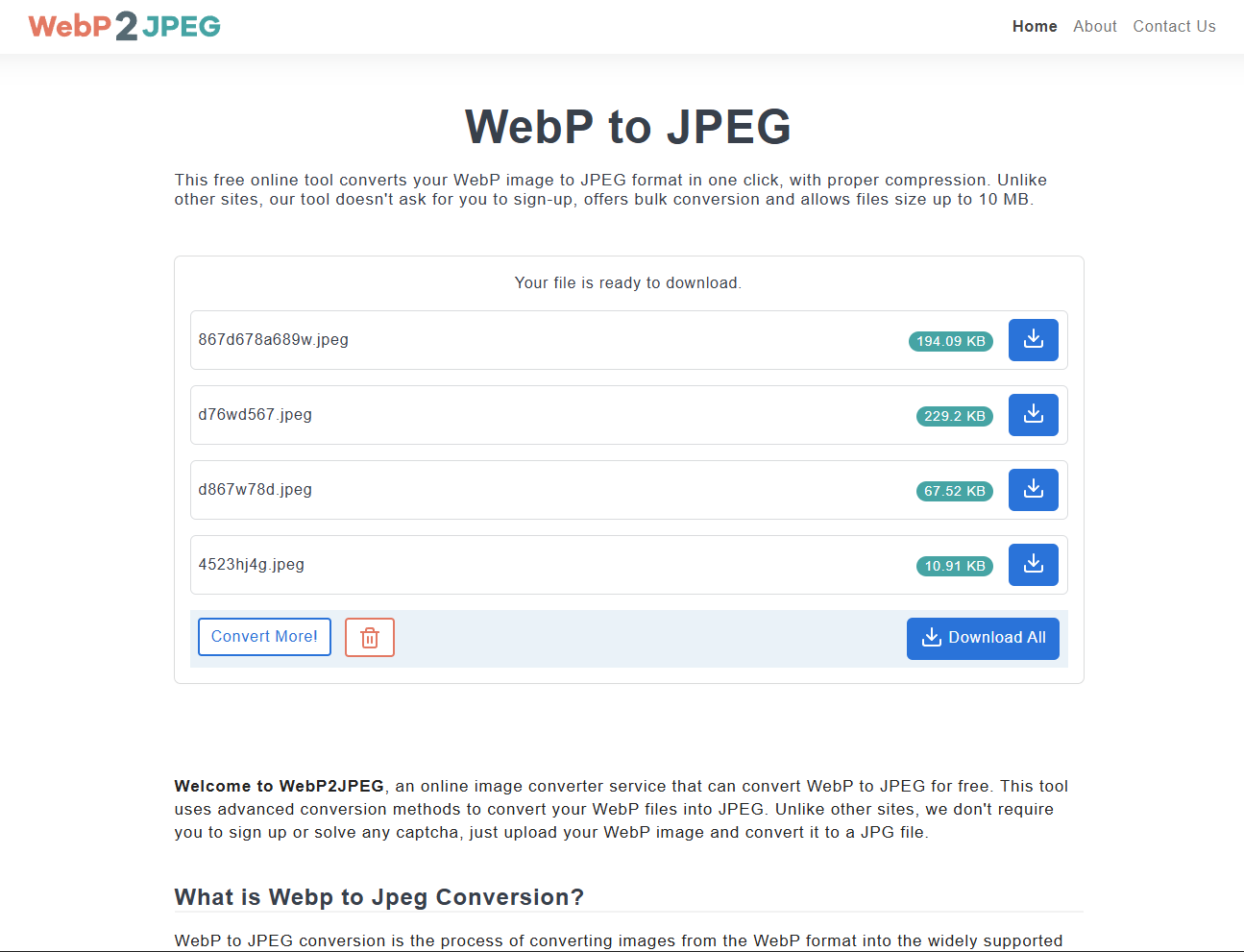 WebP2JPEG – Free WebP to JPEG Converter - Screenshot 3 showing product features and functionality