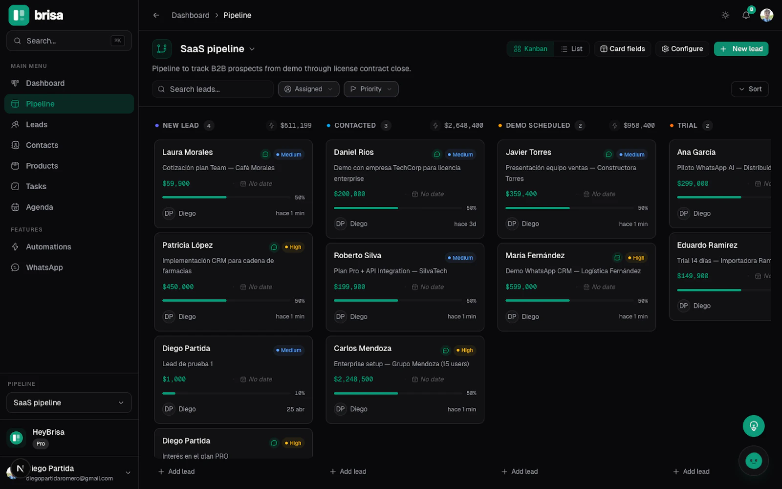 Brisa CRM screenshot 2