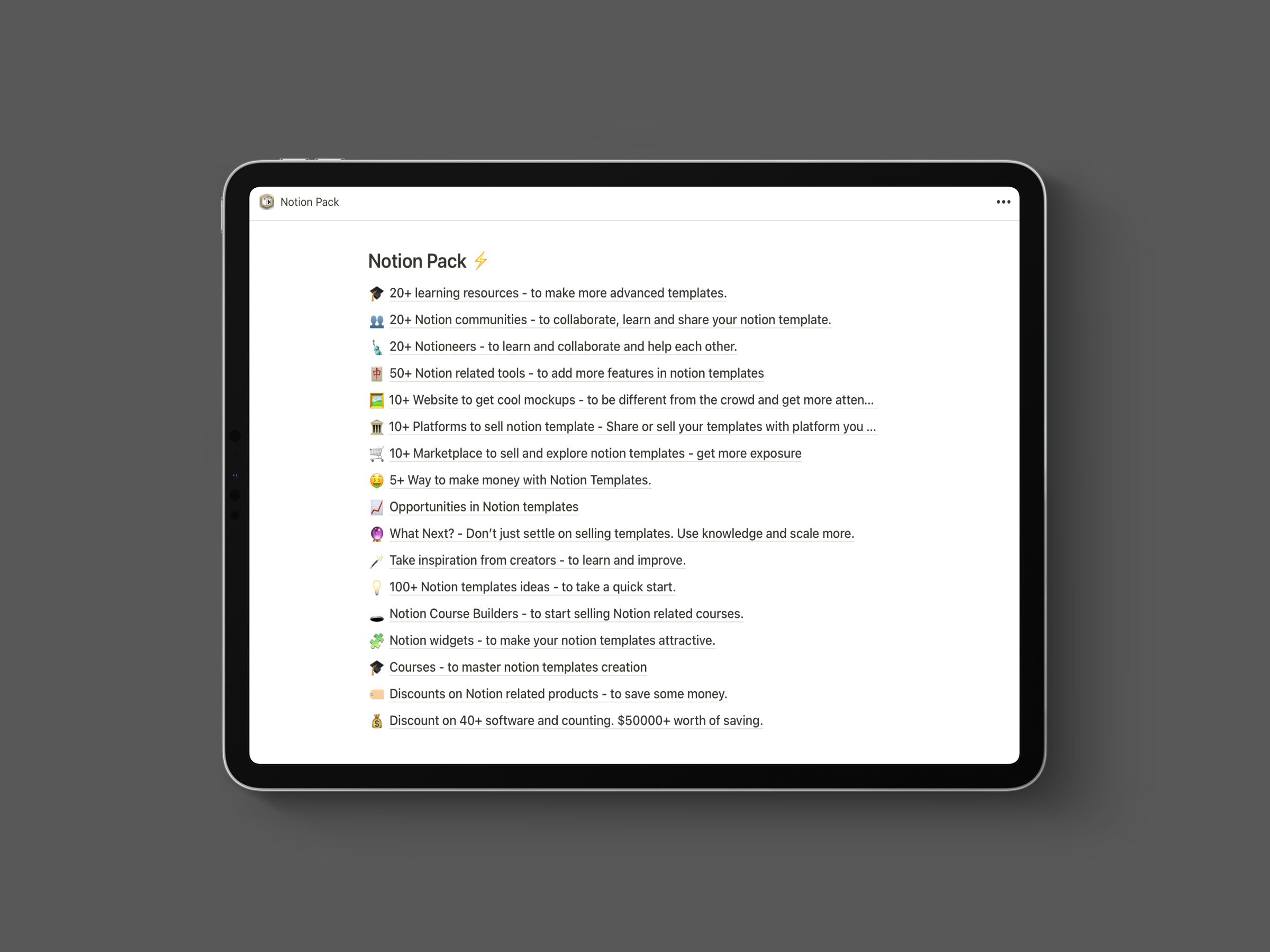 Mídia 3 de Kit de criadores de noção - Recursos de noção para aprender, criar e vender modelos de noção.