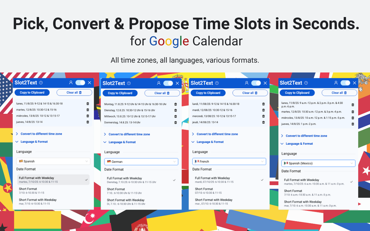 Slot2Text - Chrome Extension for GCal gallery image