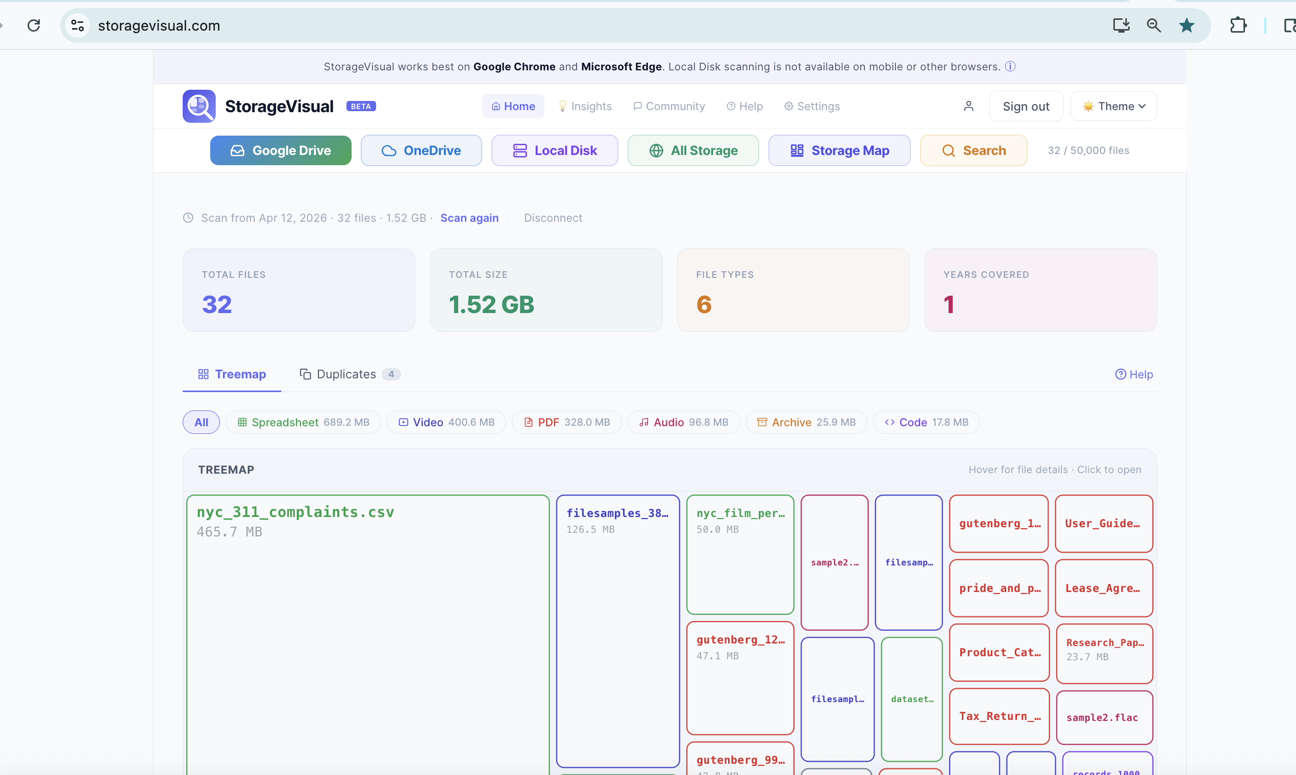StorageVisual screenshot