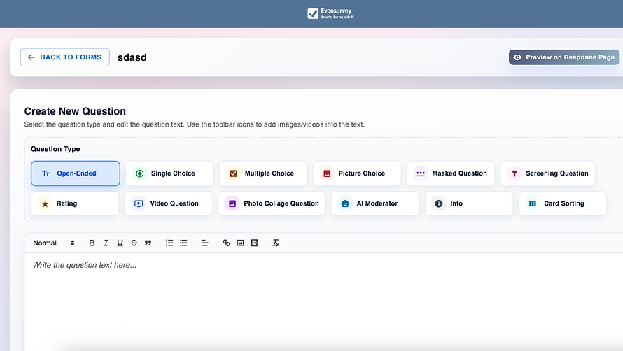 Evoosurvey - Main product screenshot demonstrating key features and user interface