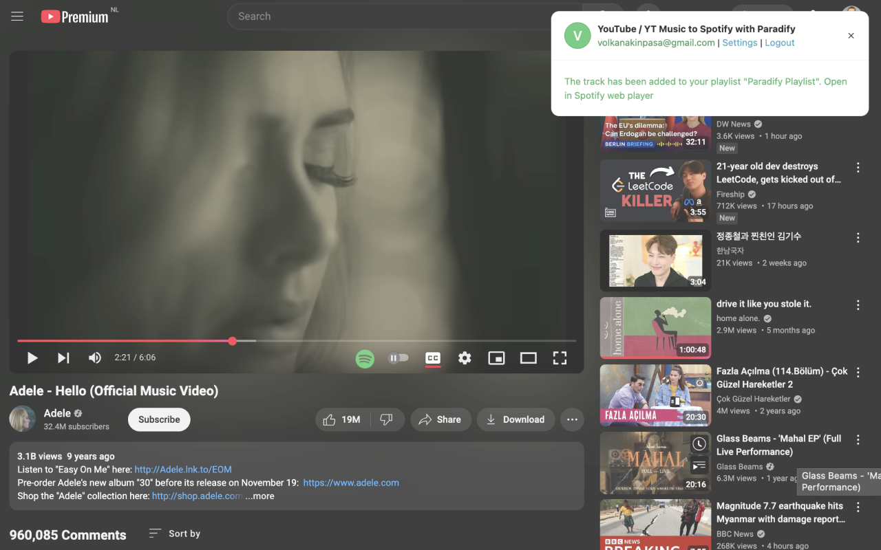 Simpan muzik YouTube / YT ke Spotify media 3