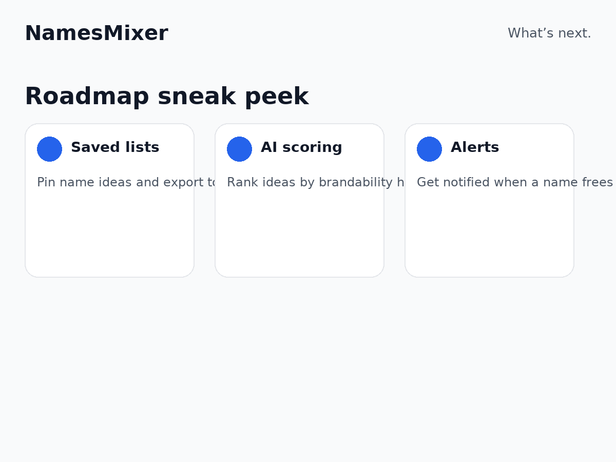 Nomesmixer - Idee di dominio istantanee e brandicabili attraverso .com .ai .io .org ... media 3