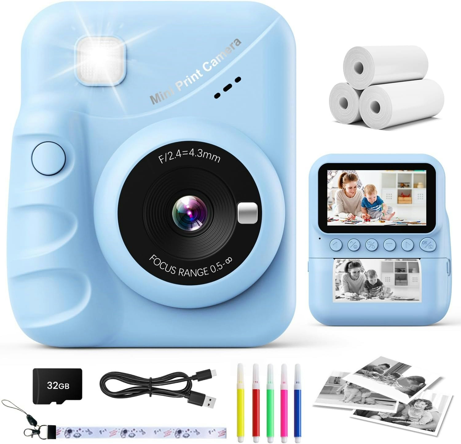 Kids Instant Print Camera –48MP, HD 32GB gallery image