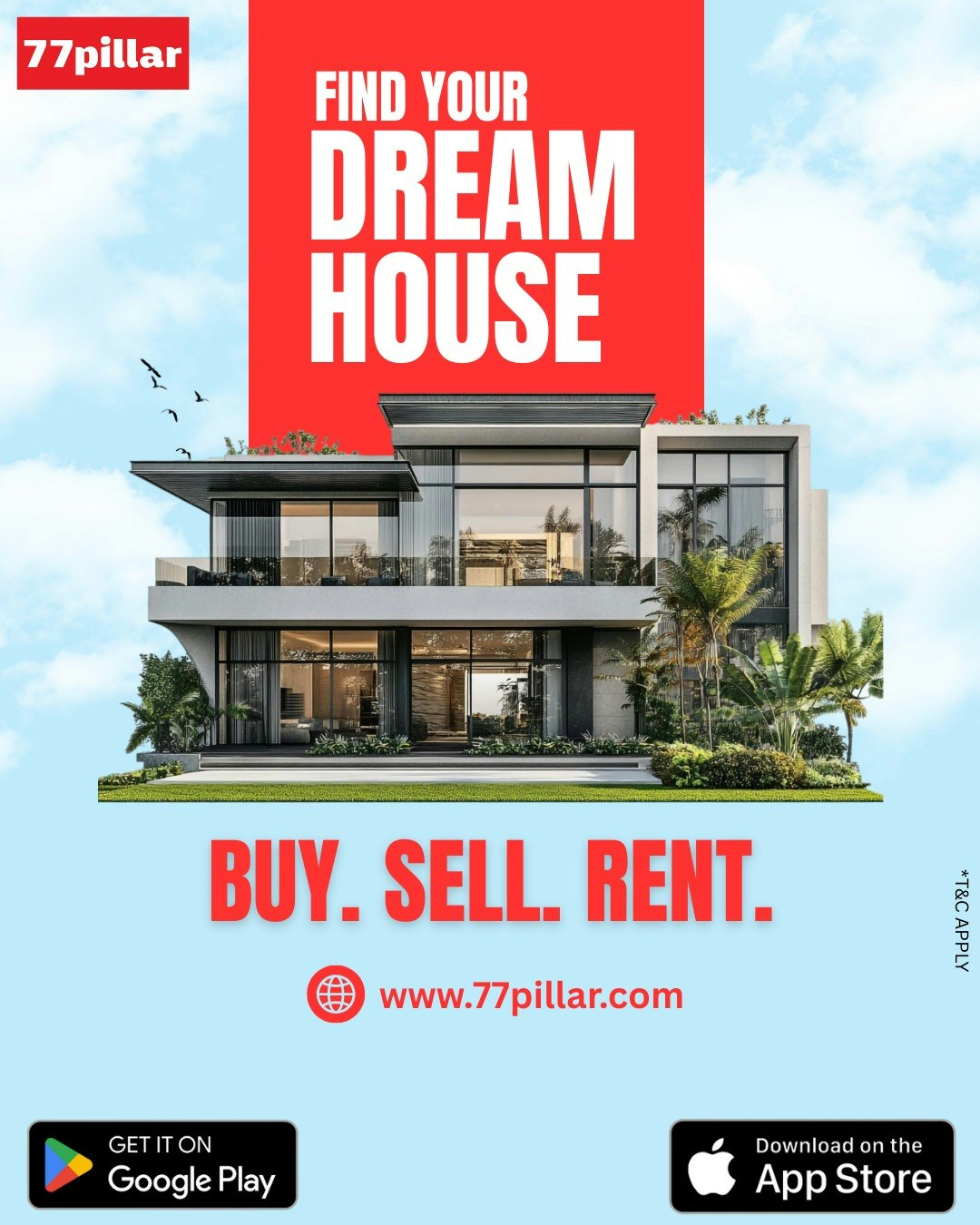 77Pillar – Buy, Sell & Rent - Product Hunt launch logo and brand identity