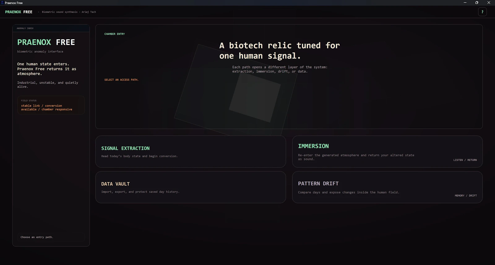 Praenox — Biometric Sound Synthesis screenshot 4
