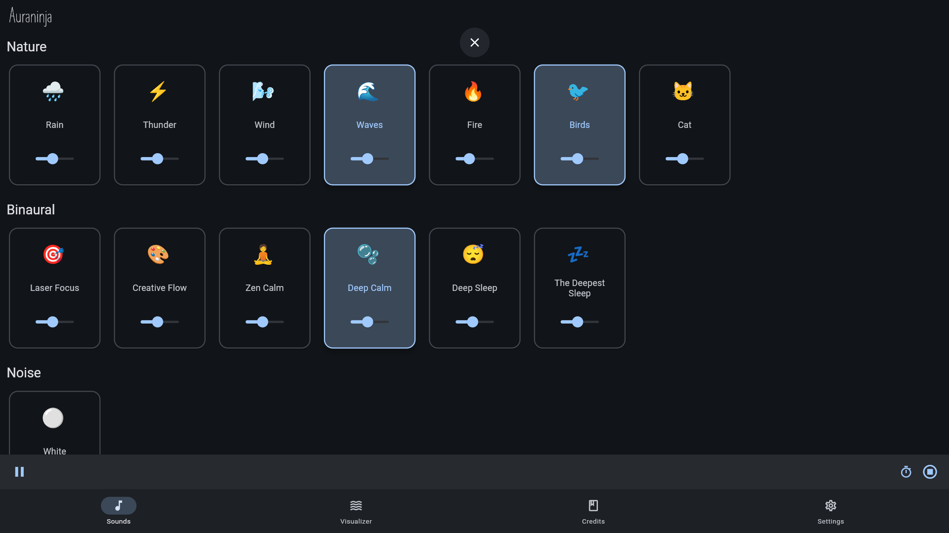 Média Auaninja - L'application multiplateforme pour les sons de mise au point et de sommeil. 5
