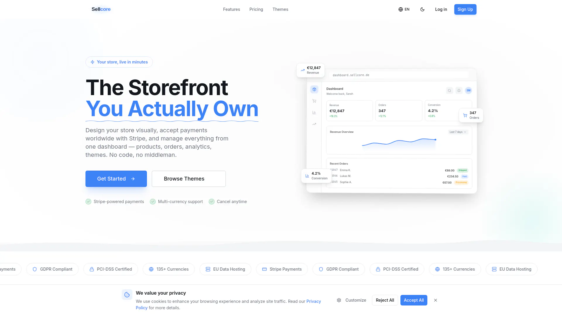 Sellcore 제품 배너