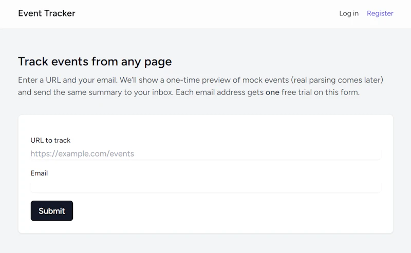 Event Tracker screenshot 1