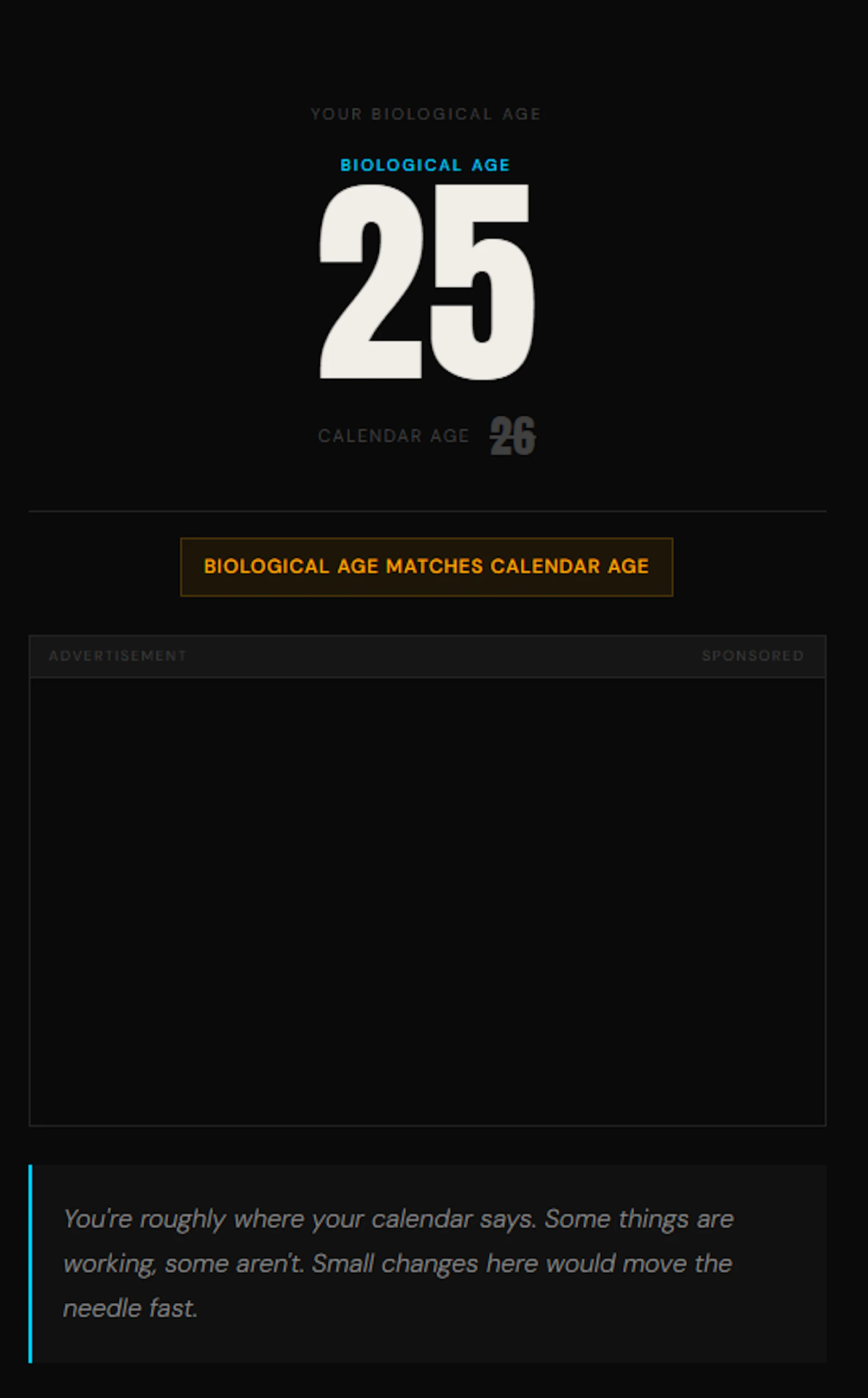 TrueAge — Free Biological Age Calculator screenshot 1