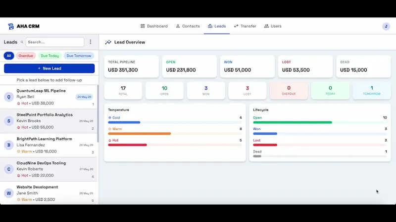 AHA CRM screenshot 1 (video preview)