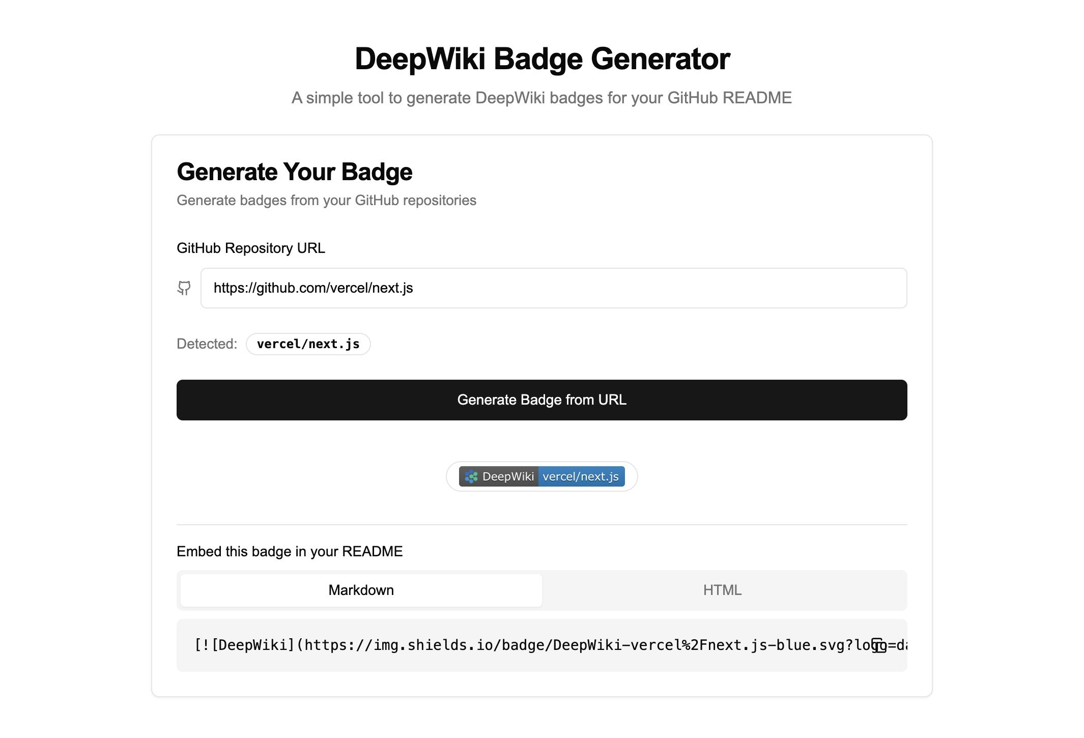 DeepWiki Badge Generator gallery image