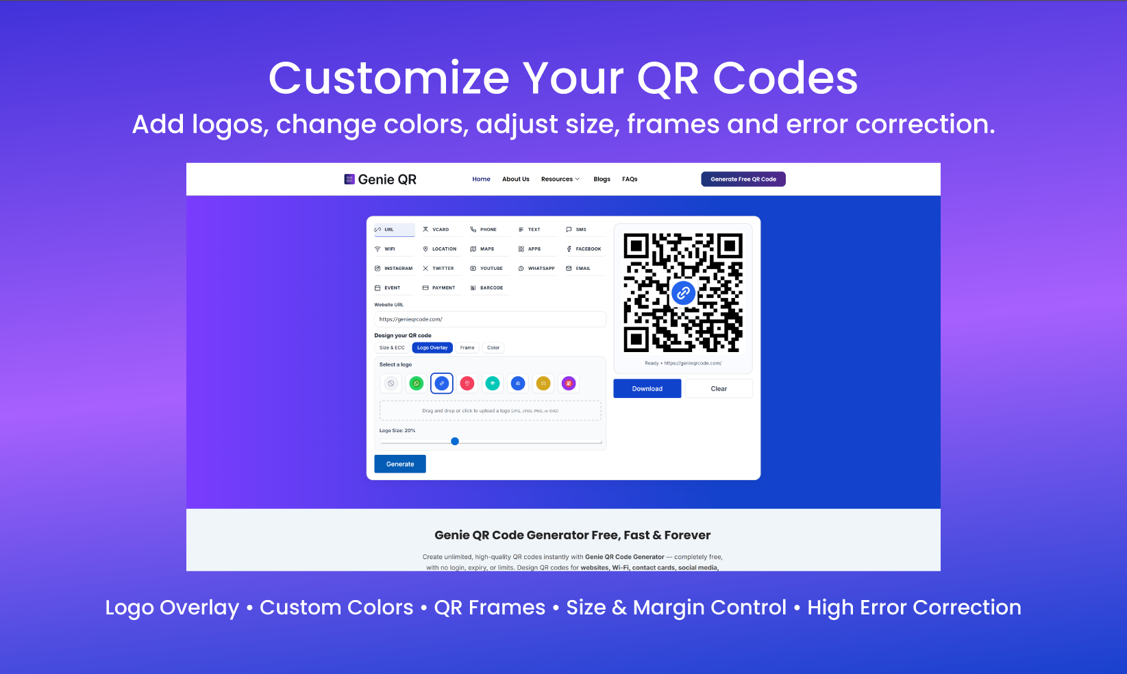 Genie QR Code - Screenshot 3 showing product features and functionality