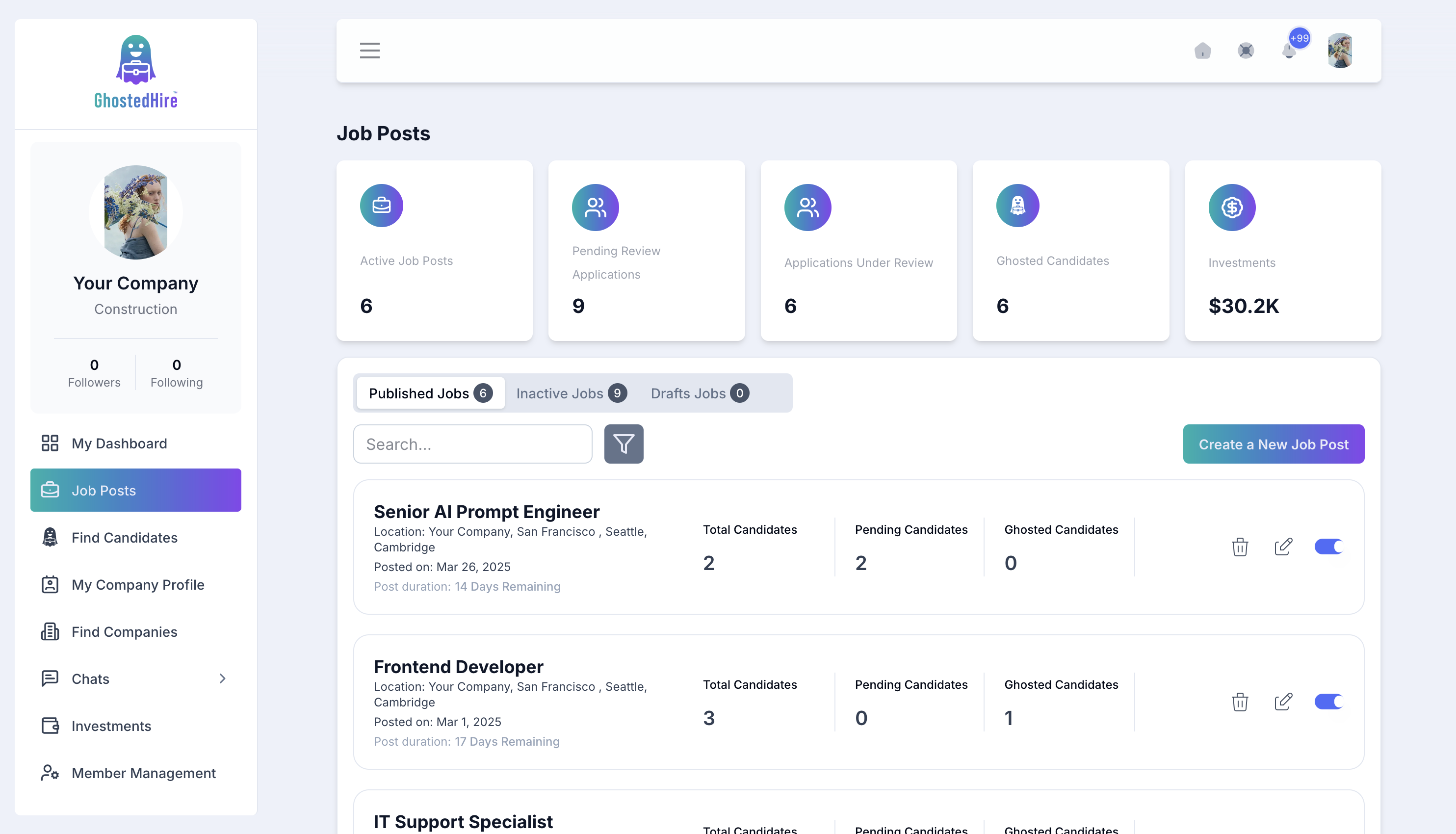 Média Fantôme - Recherche d'emploi et plate-forme de flux social avec des forums anonymes. 8