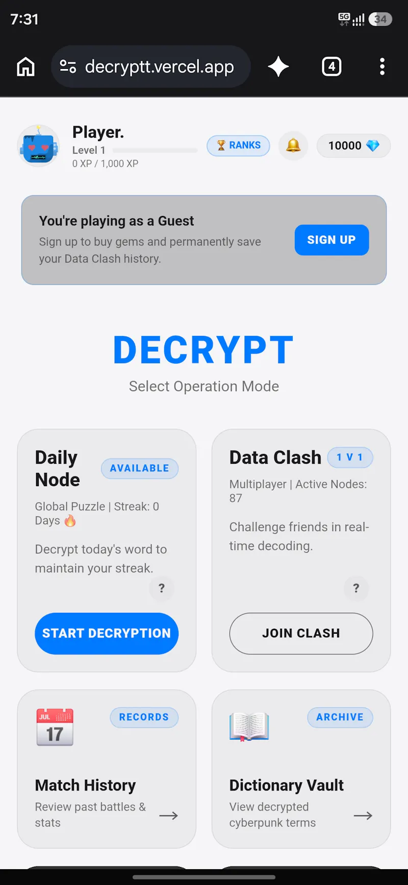 Decrypt puzzle game screenshot 1