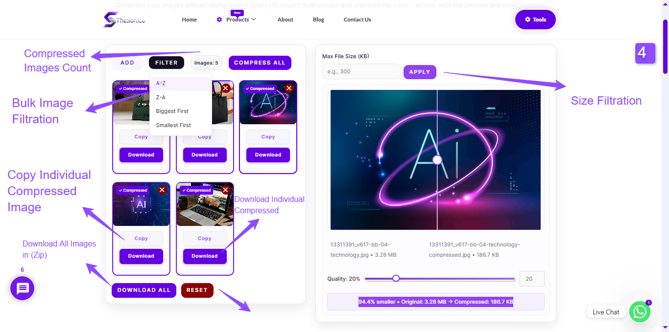 TheSoftCo Image Compressor - Screenshot 2 showing product features and functionality