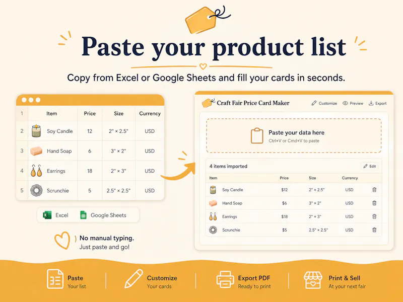 Craft Fair Price Card Maker screenshot 1