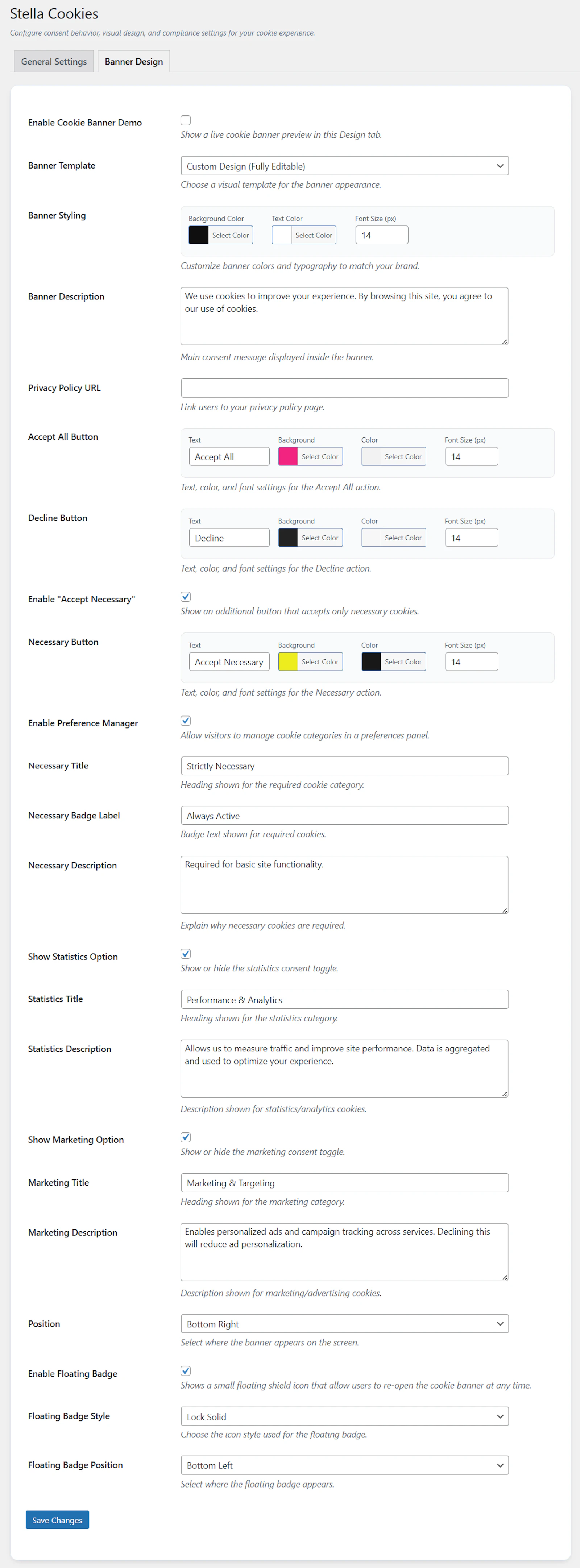 Stella Cookies: Wordpress Cookies Plugin screenshot 3