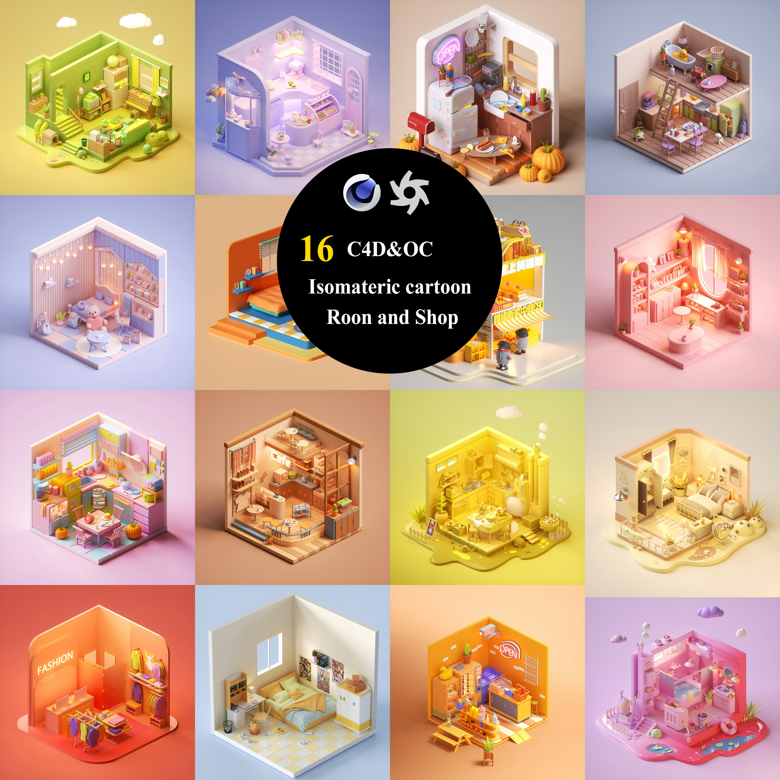 c4d and octane isometric project files  gallery image