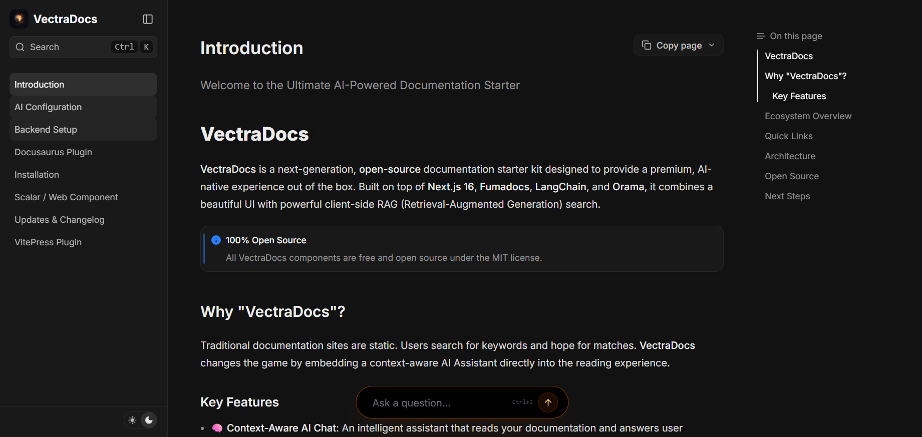 Vectra Docs - Screenshot 2 showing product features and functionality