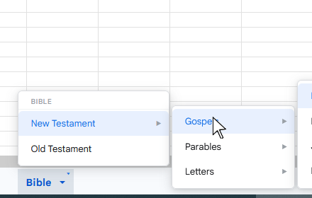 SheetsMenu & SheetsGroups