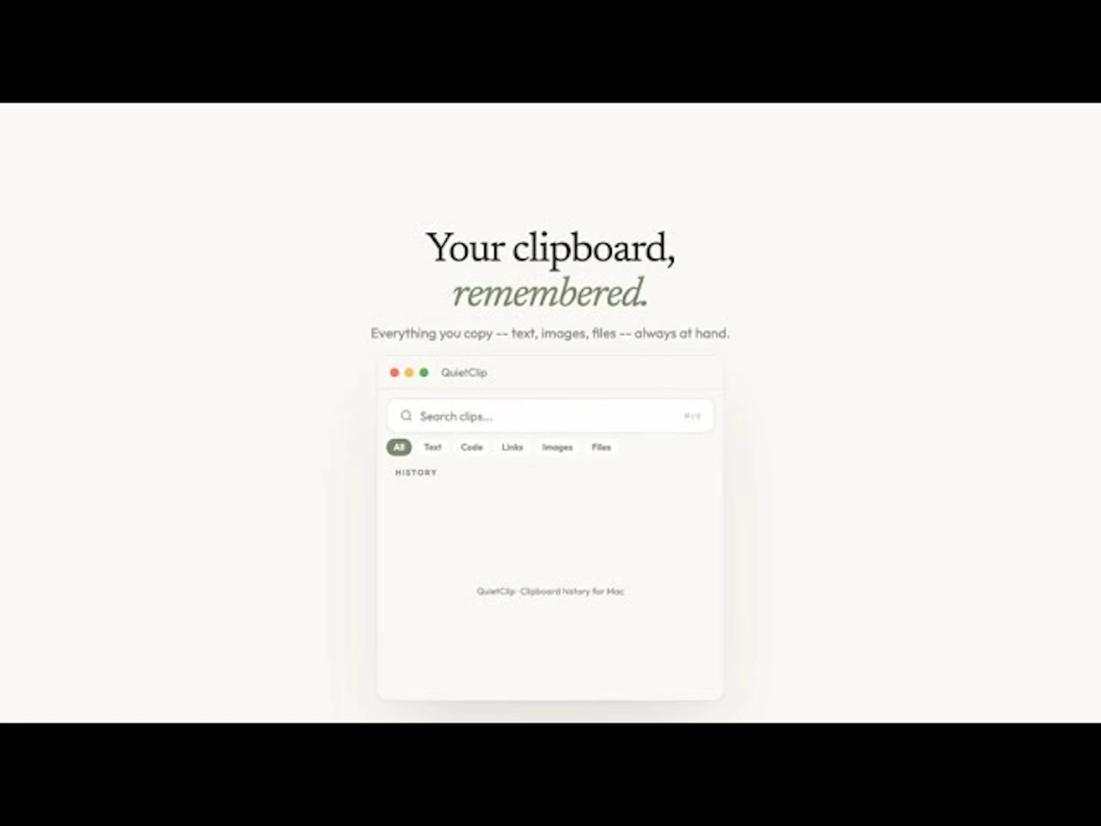 QuietClip screenshot 1 (video preview)