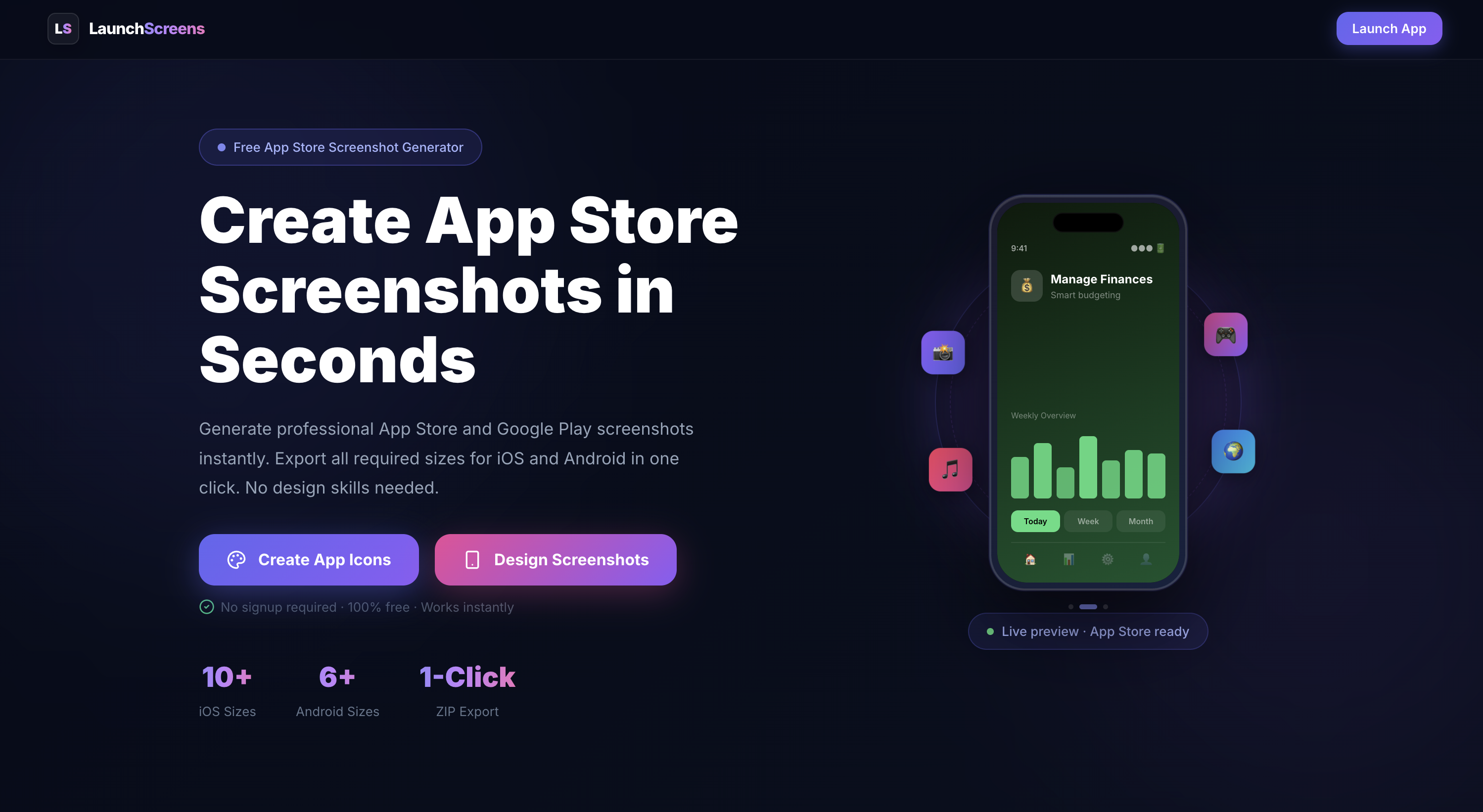 LaunchScreens - Main product screenshot demonstrating key features and user interface