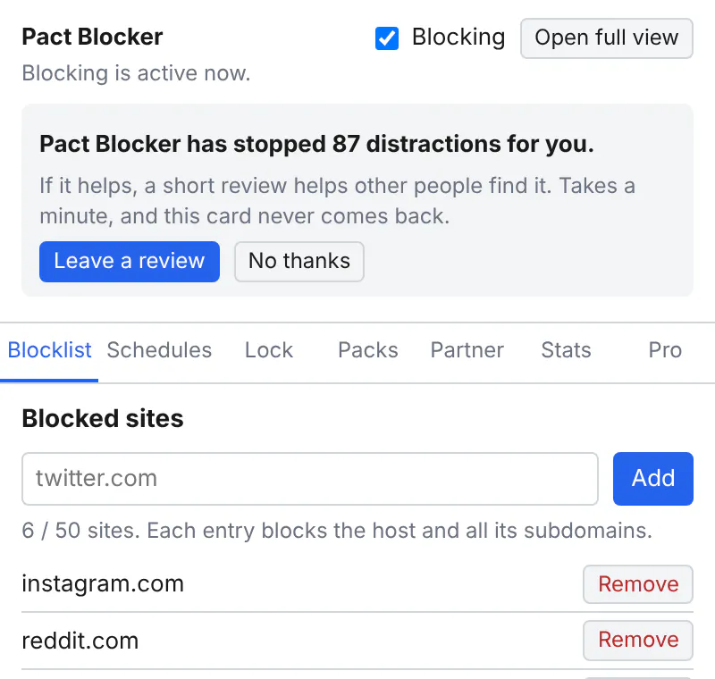 Pact Blocker screenshot 2