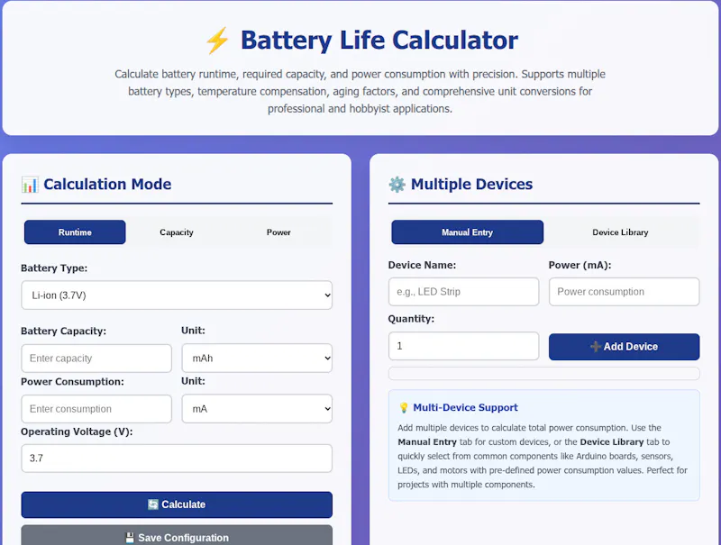 Battery Life Calculator screenshot 1