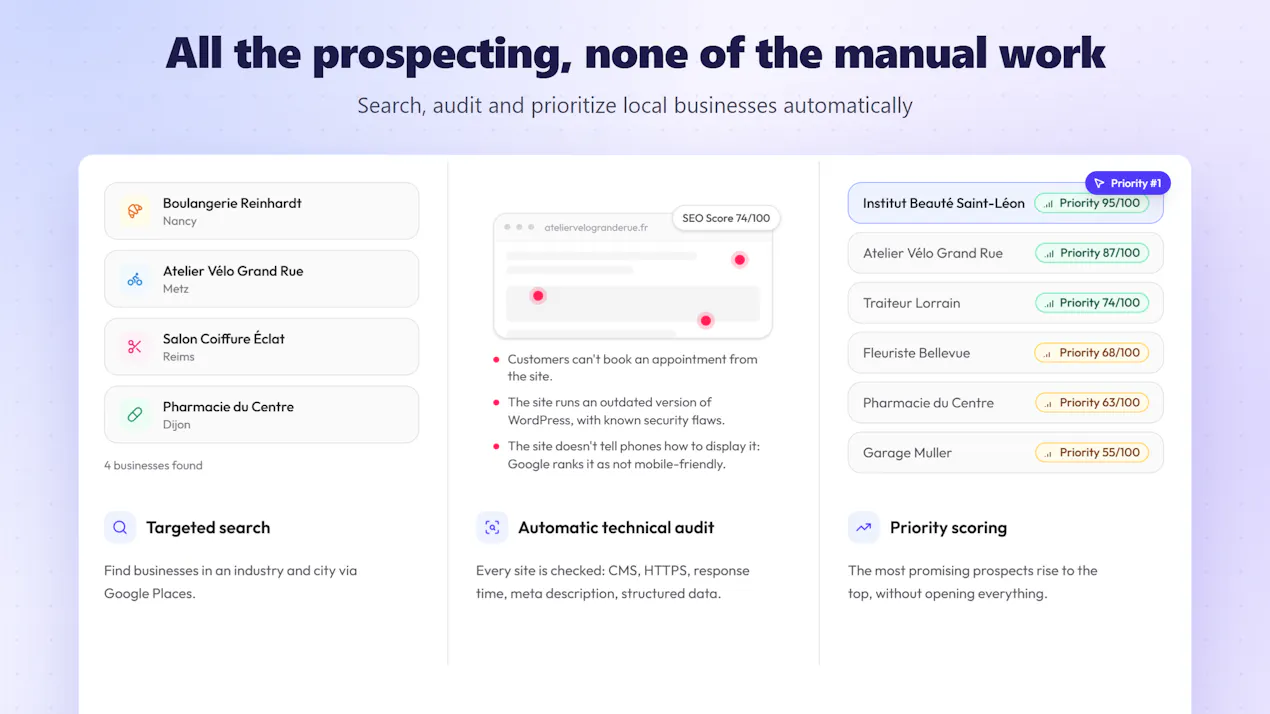 SpotBiz — Prospecting for web agencies product