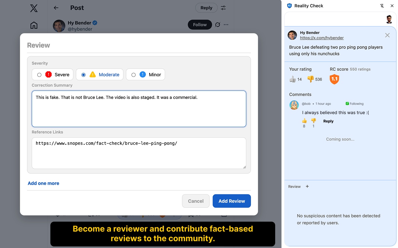 Reality Check - Screenshot 2 showing product features and functionality