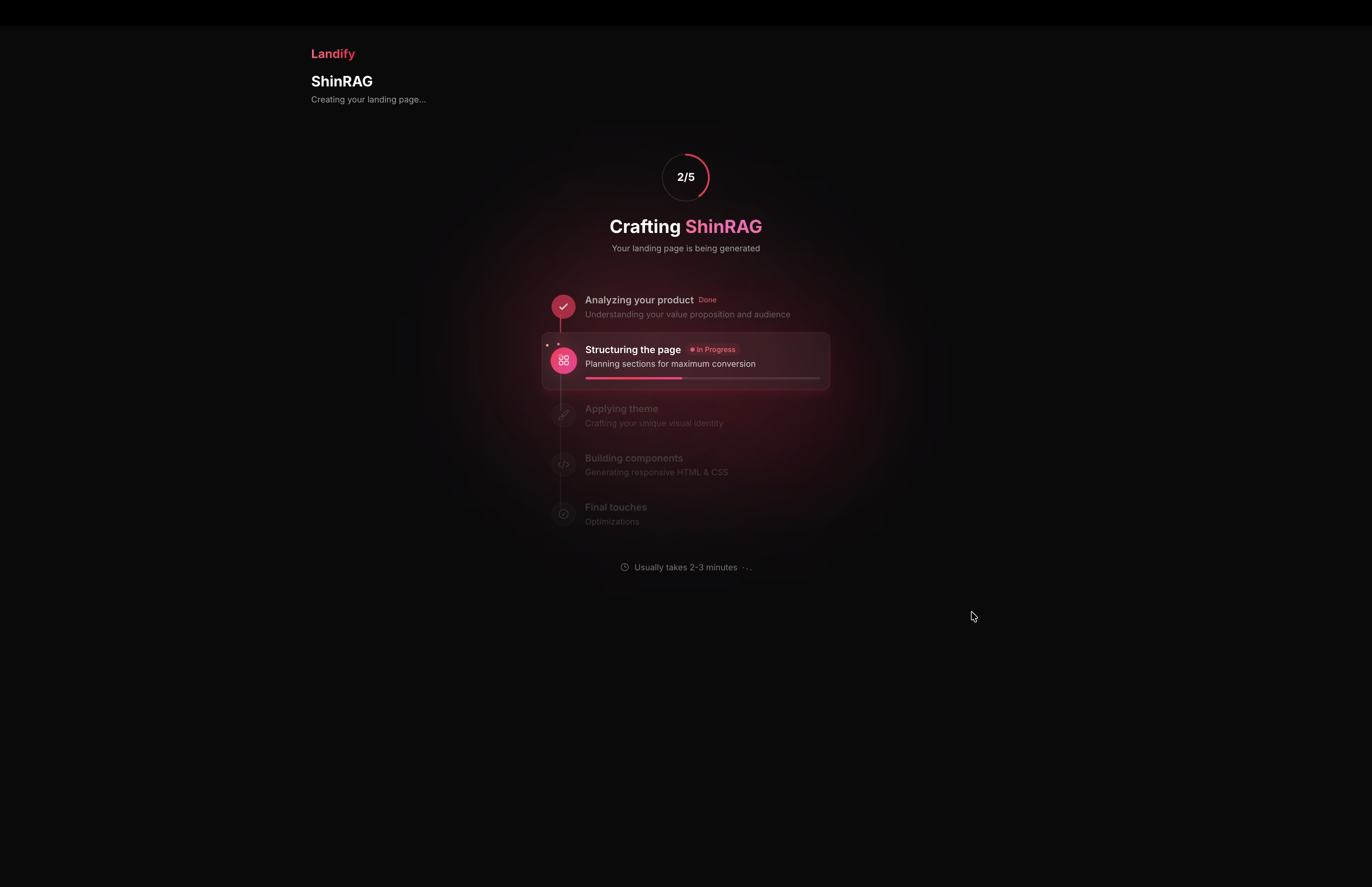 Landify - Screenshot 2 showing product features and functionality