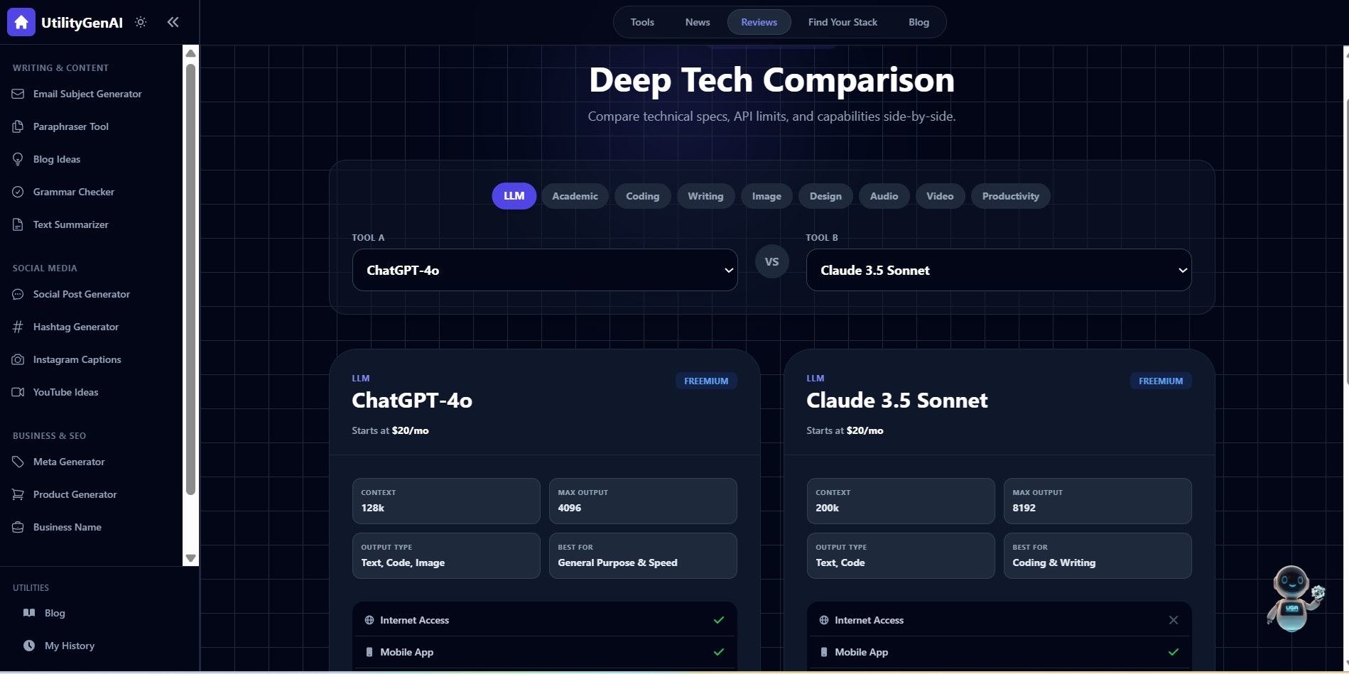UtilityGenAI - Screenshot 2 showing product features and functionality