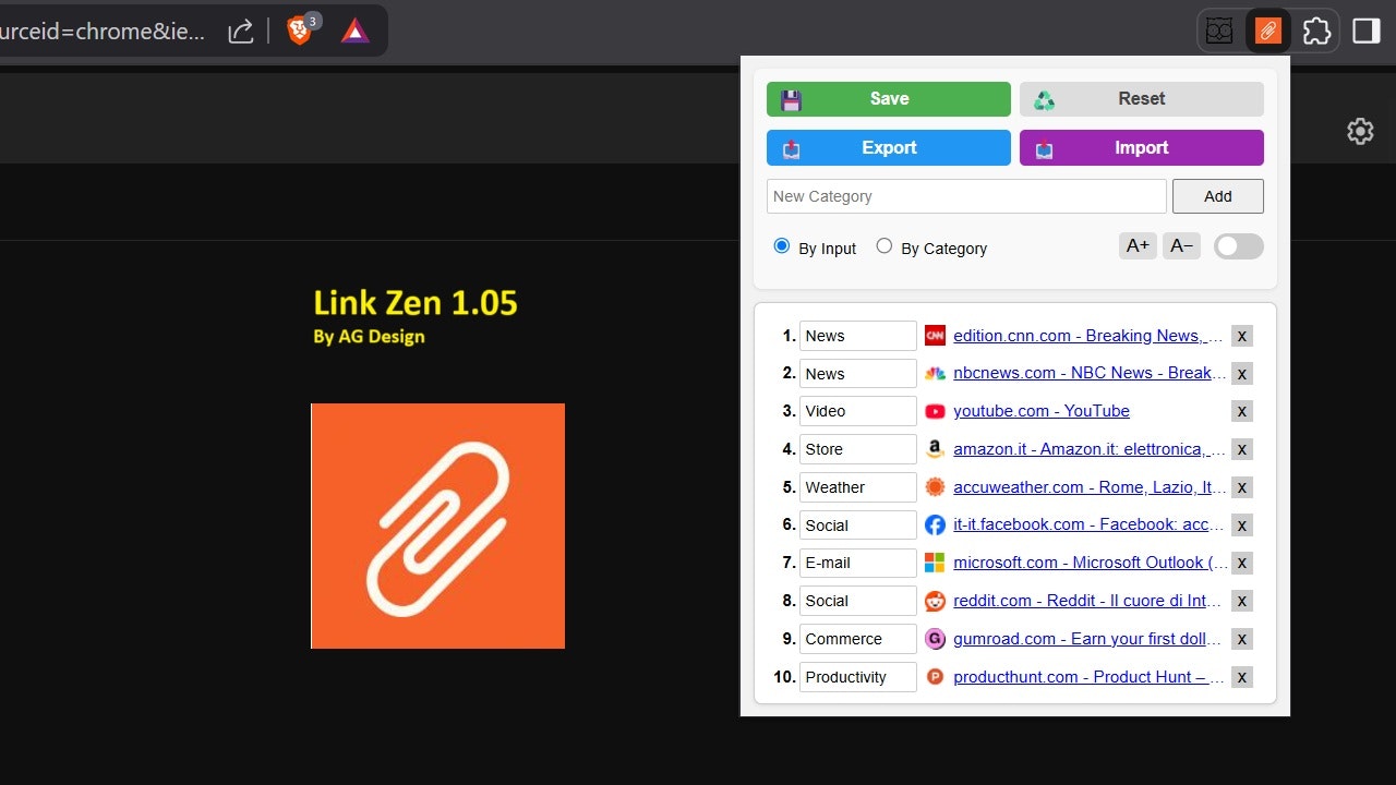 Mídia 1 de Linkzen v1.05 - Um organizador de link completo para navegar focado