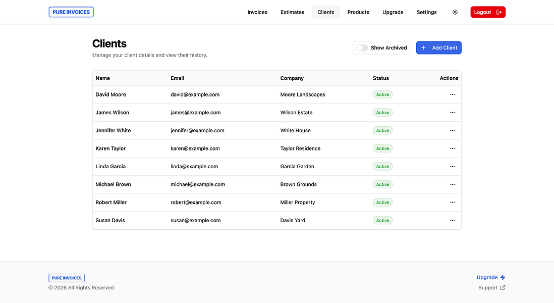 Pure Invoices - Screenshot 3 showing product features and functionality