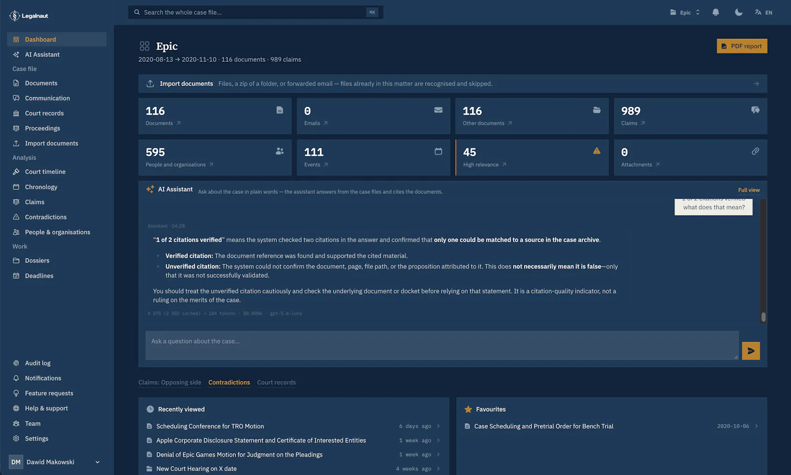 Legalnaut: AI Litigation & Case Analysis screenshot 4