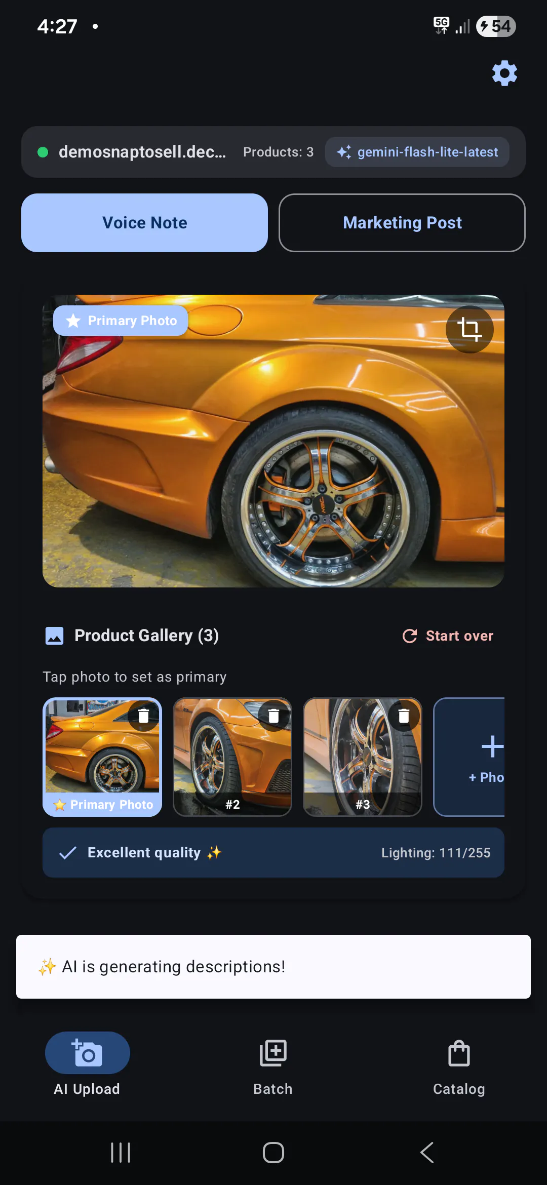 SnapToSell. Photo to woocommerce product gallery image