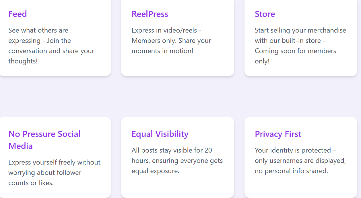 Express da piattaforme di piume - Esprimi te stesso senza giudizio - Nessuna pressione sui social media media 3