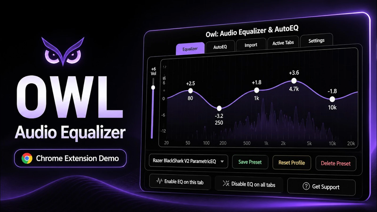 Owl: Chrome Music Equalizer screenshot 1 (video preview)
