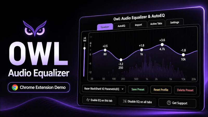 Owl: Chrome Music Equalizer screenshot 1 (video preview)
